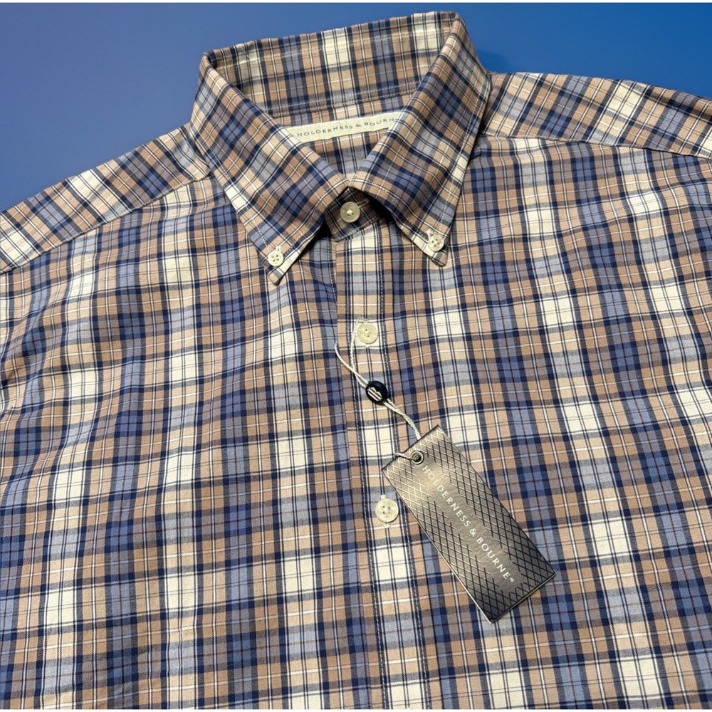 Holderness & Bourne Shirt‎ Mens Large The Andrews Tailored Fit Stretch Plaid